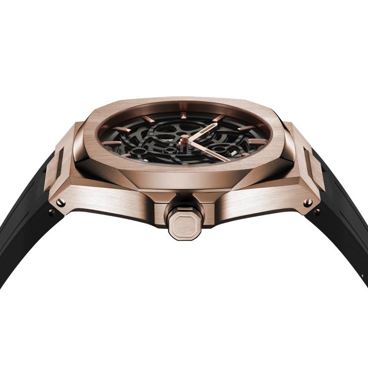 D1 Milano Skeleton Watch Rubber 41.5mm Rose Gold Duran Joyeros