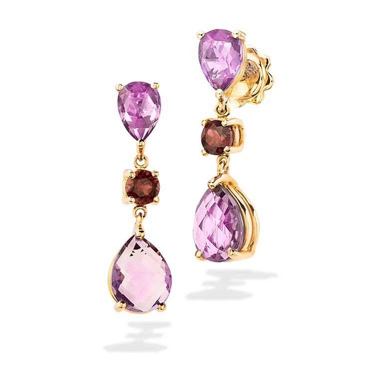 Durán Earring with Amethysts and Garnets
