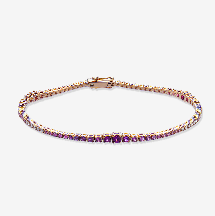 Riviere Durán bracelet with diamonds and pink sapphires