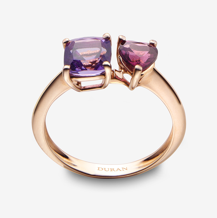 Durán ring with amethyst and rhodalite